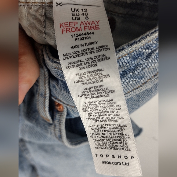 Topshop Ripped A line Mom Shorts In Mid Blue Size 8 NWT - Picture 11 of 12